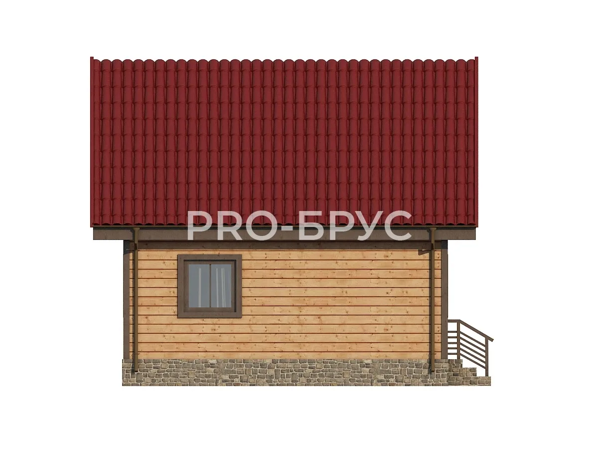 Проект дома из бруса - 6х7 - «Коровново» - 70 м² - вид слева