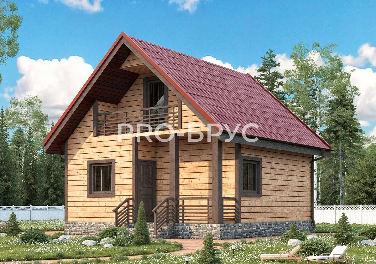 Проект дома из бруса - 6х7 - «Коровново» - 70 м² - главный вид
