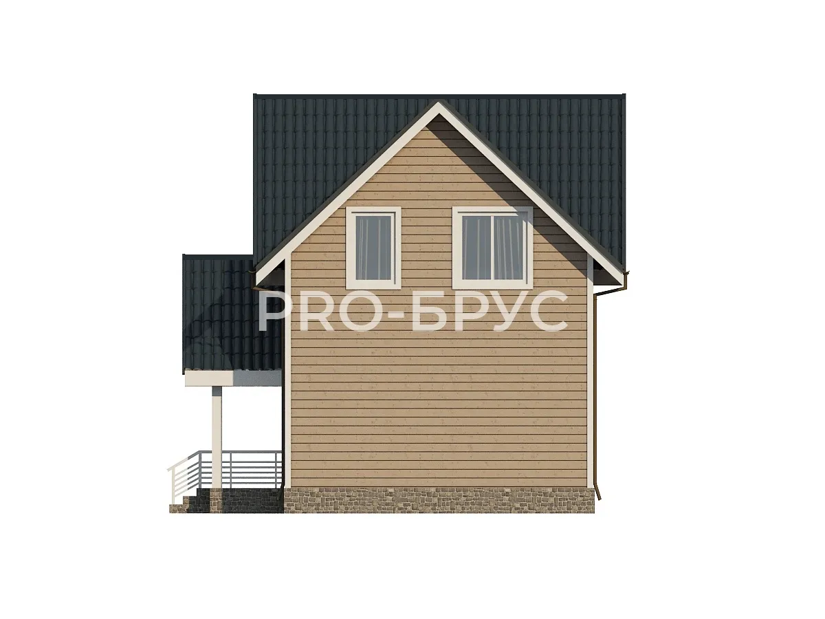 Проект дома из бруса - 9х9 - «Петрилово» - 90 м² - вид справа