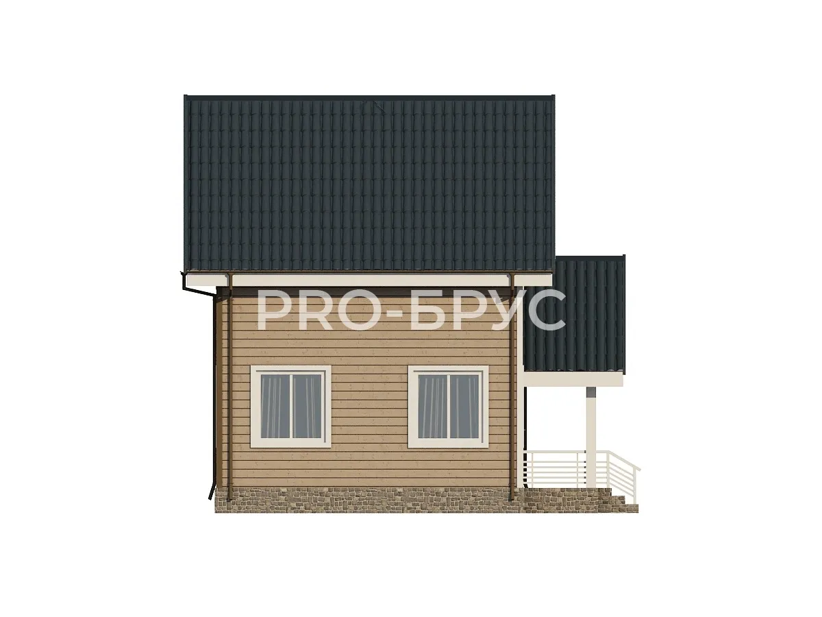 Проект дома из бруса - 9х9 - «Петрилово» - 90 м² - вид слева