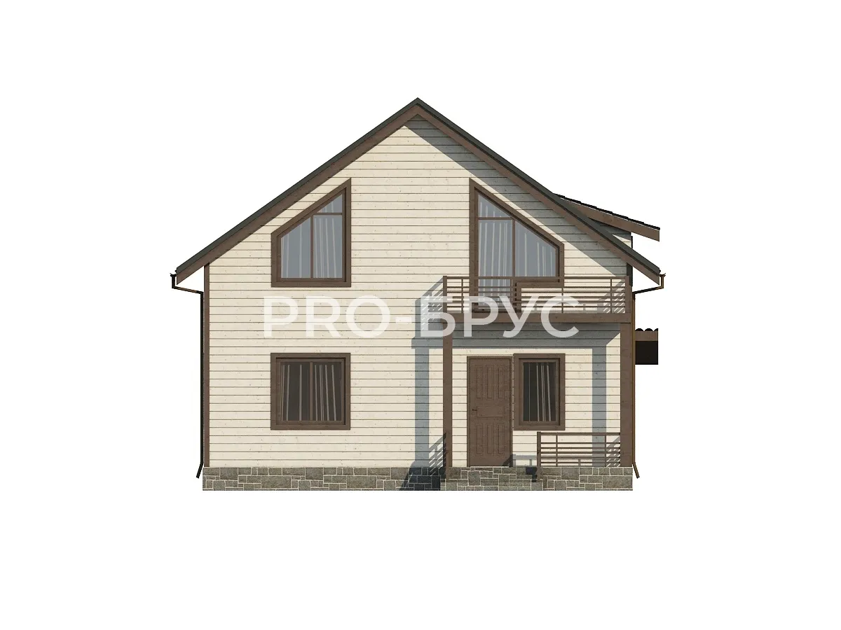 Проект дома из бруса - 9х12 - «Палкино» - 160 м² - вид спереди