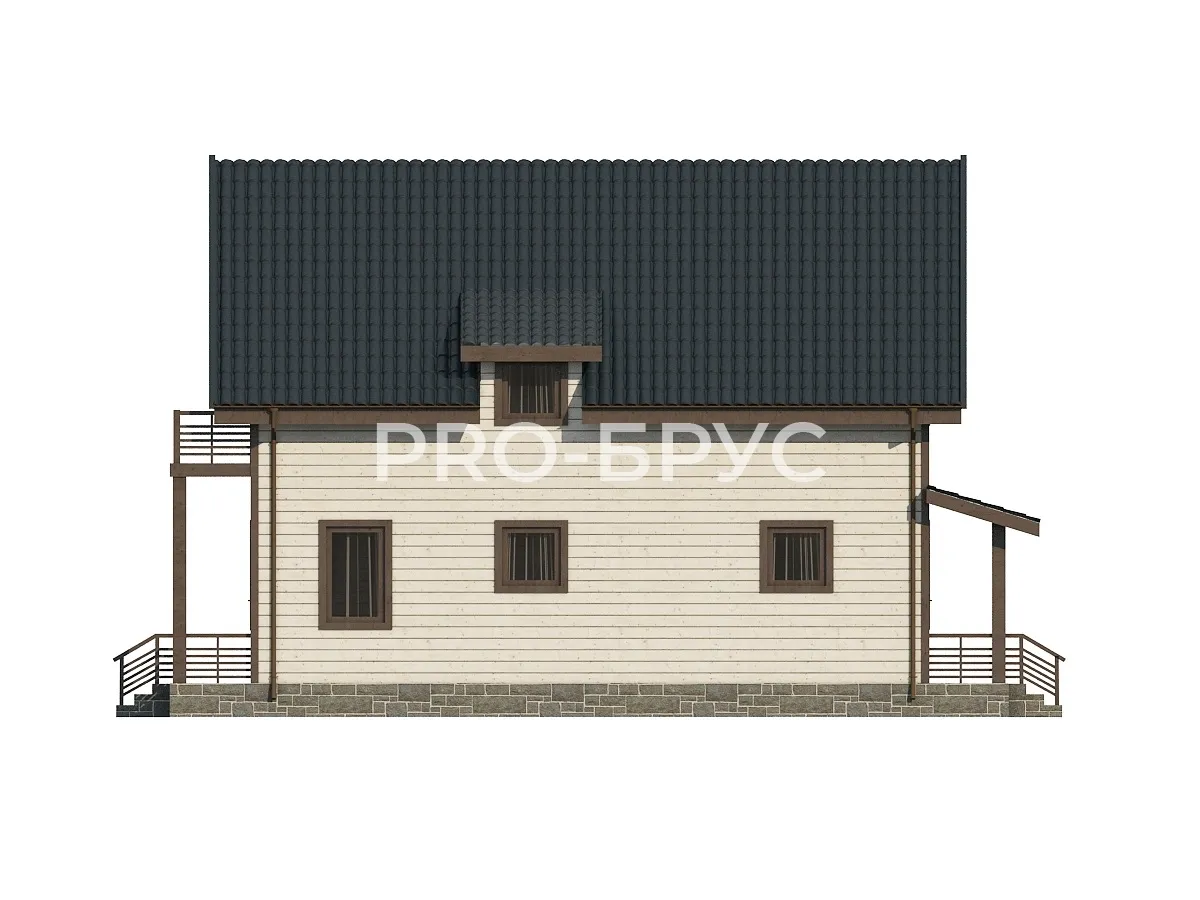 Проект дома из бруса - 9х12 - «Палкино» - 160 м² - вид слева