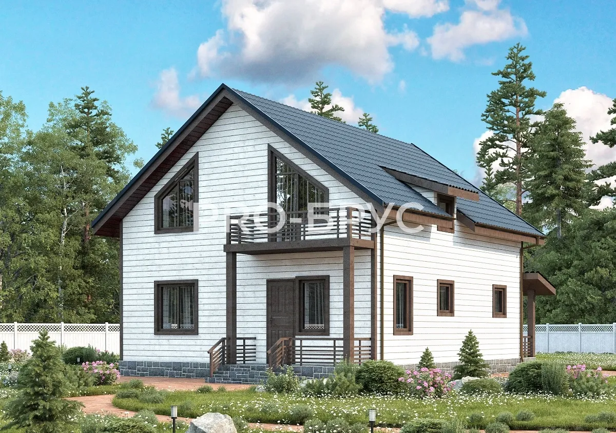 Проект дома из бруса - 9х12 - «Палкино» - 160 м² - главный вид