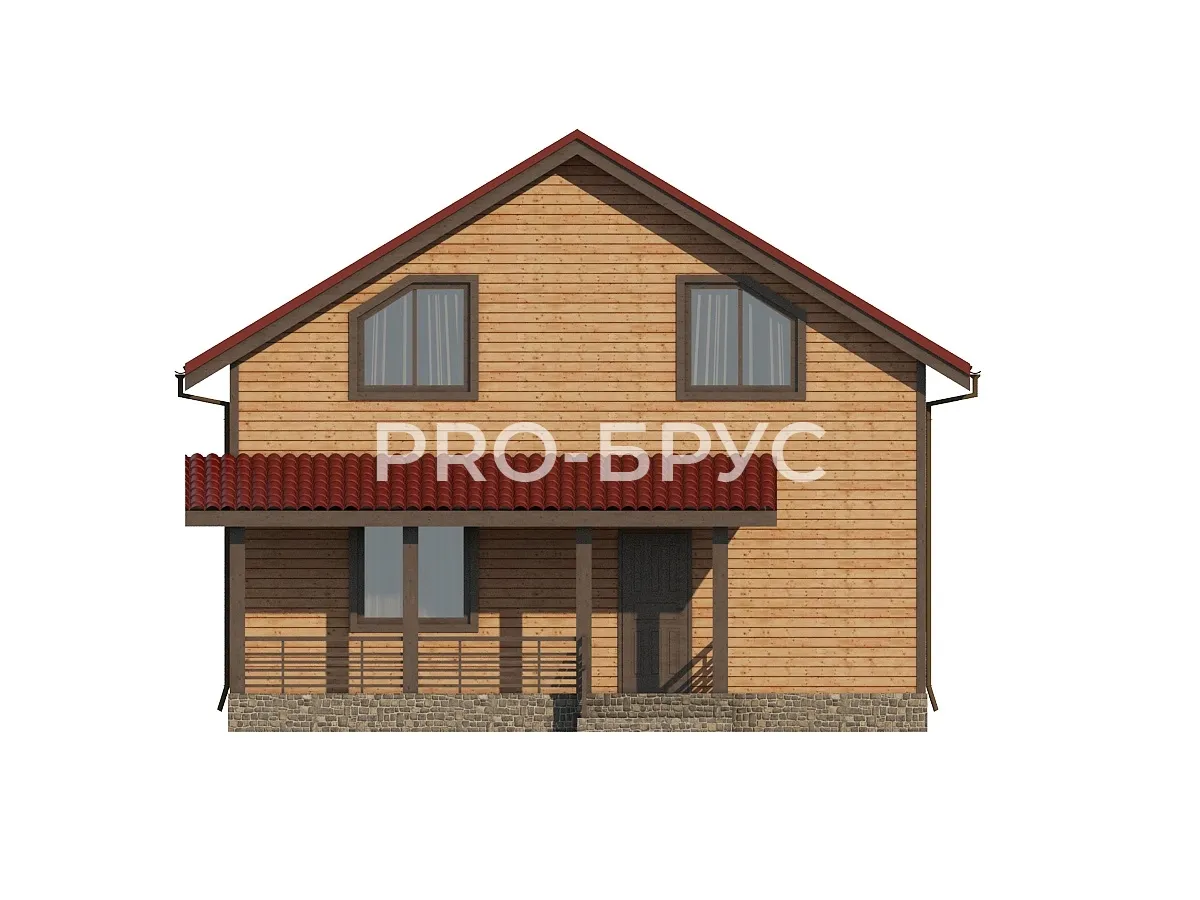 Проект дома из бруса - 9х11 - «Якимово» - 145 м² - вид спереди