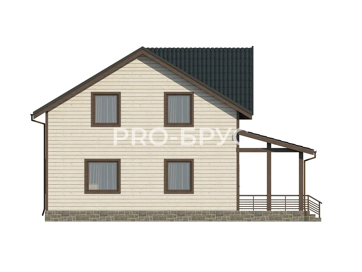 Проект дома из бруса - 9х12 - «Краснознаменск» - 145 м² - вид справа