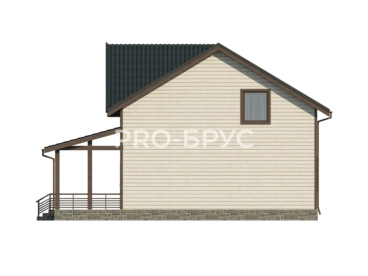 Проект дома из бруса - 9х12 - «Мисково» - 145 м² - вид слева