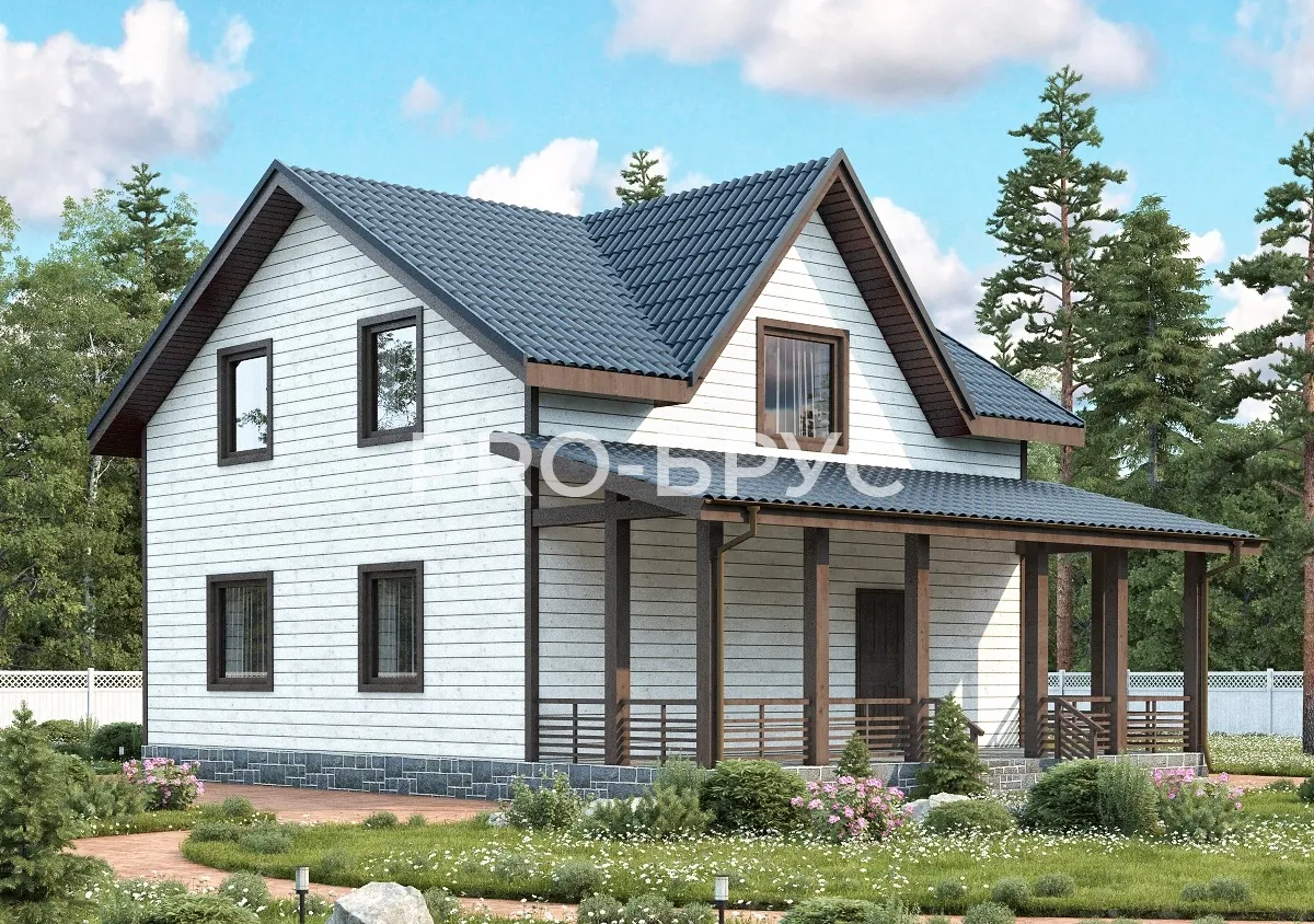 Проект дома из бруса - 9х12 - «Мисково» - 145 м² - главный вид