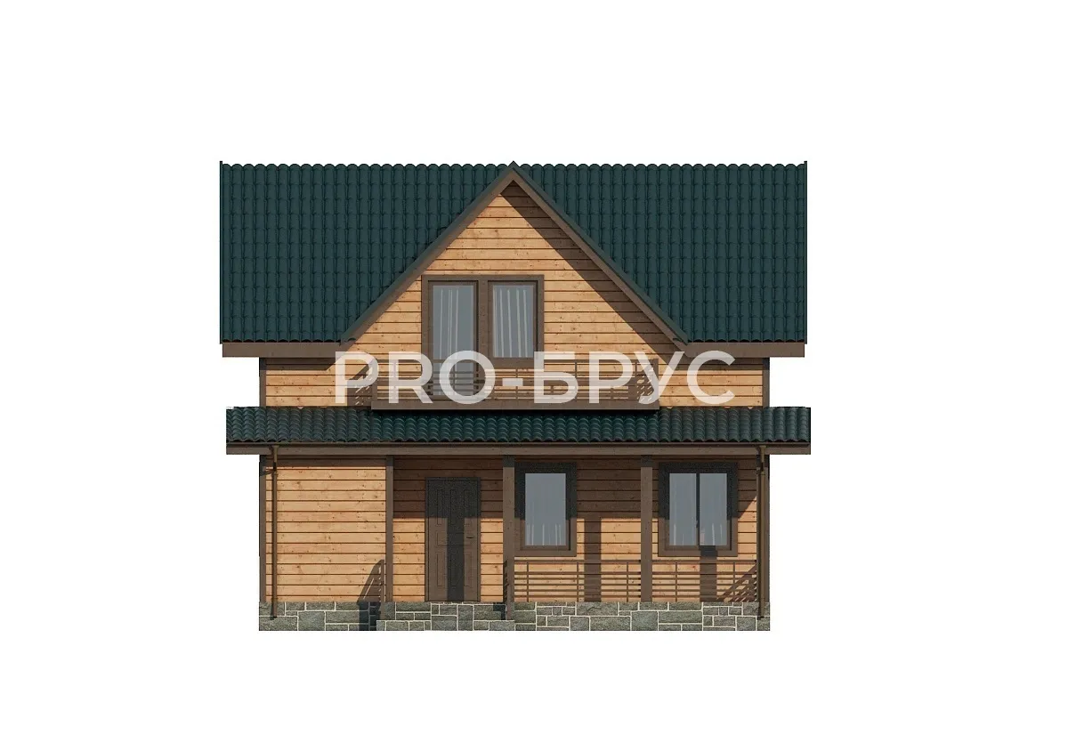 Проект дома из бруса - 8х9 - «Кузьмино» - 119 м² - вид спереди
