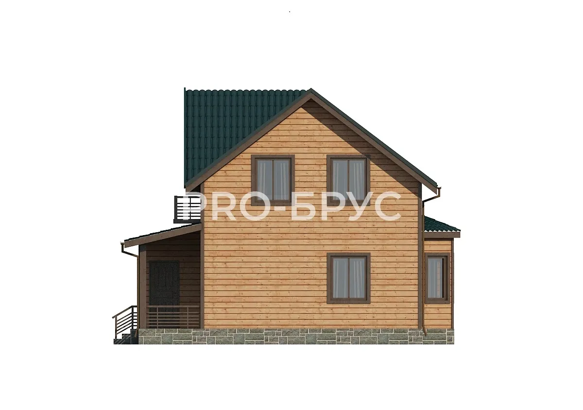 Проект дома из бруса - 8х9 - «Кузьмино» - 119 м² - вид справа