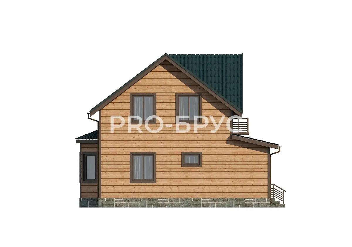 Проект дома из бруса - 8х9 - «Красноармейск» - 119 м² - вид слева