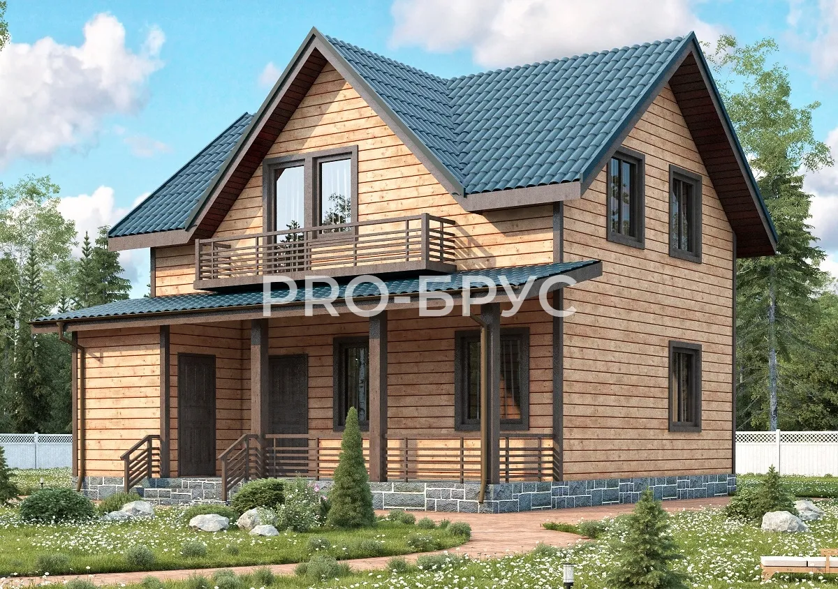 Проект дома из бруса - 8х9 - «Красноармейск» - 119 м² - главный вид