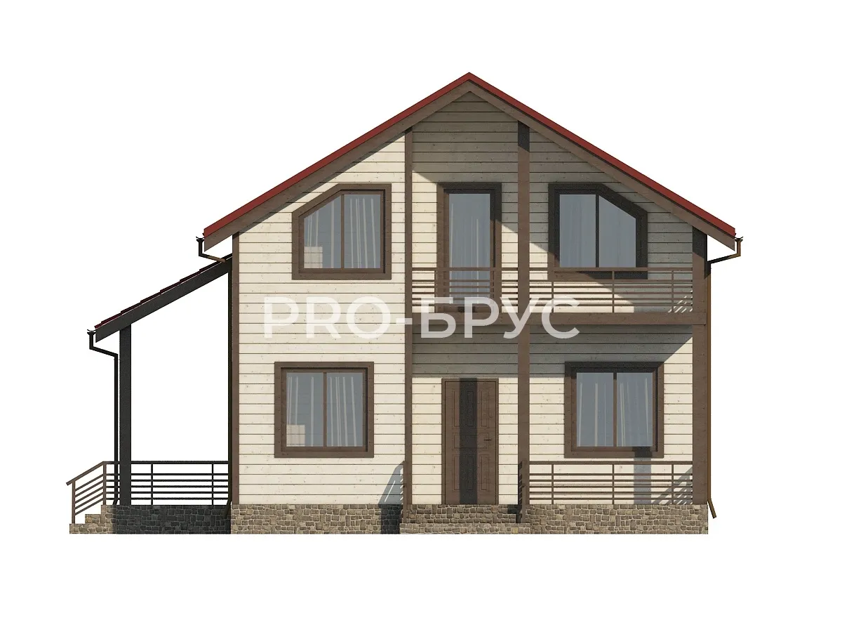 Проект дома из бруса - 9х10 - «Краснозаводск» - 130 м² - вид спереди