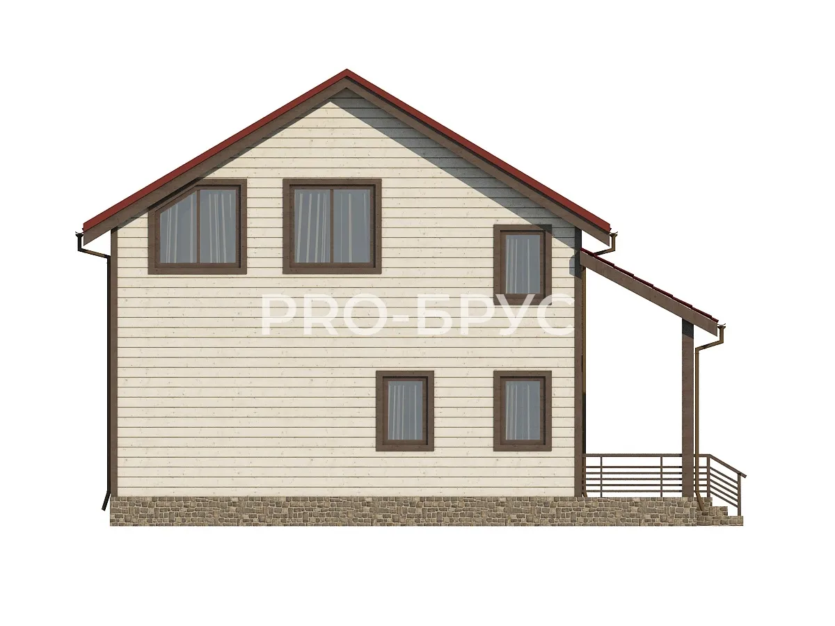 Проект дома из бруса - 9х10 - «Борщино» - 130 м² - вид сзади