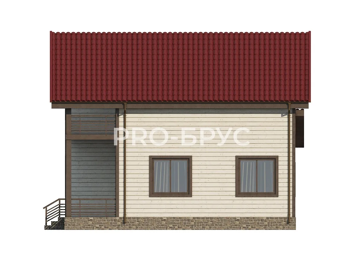 Проект дома из бруса - 9х10 - «Краснозаводск» - 130 м² - вид справа