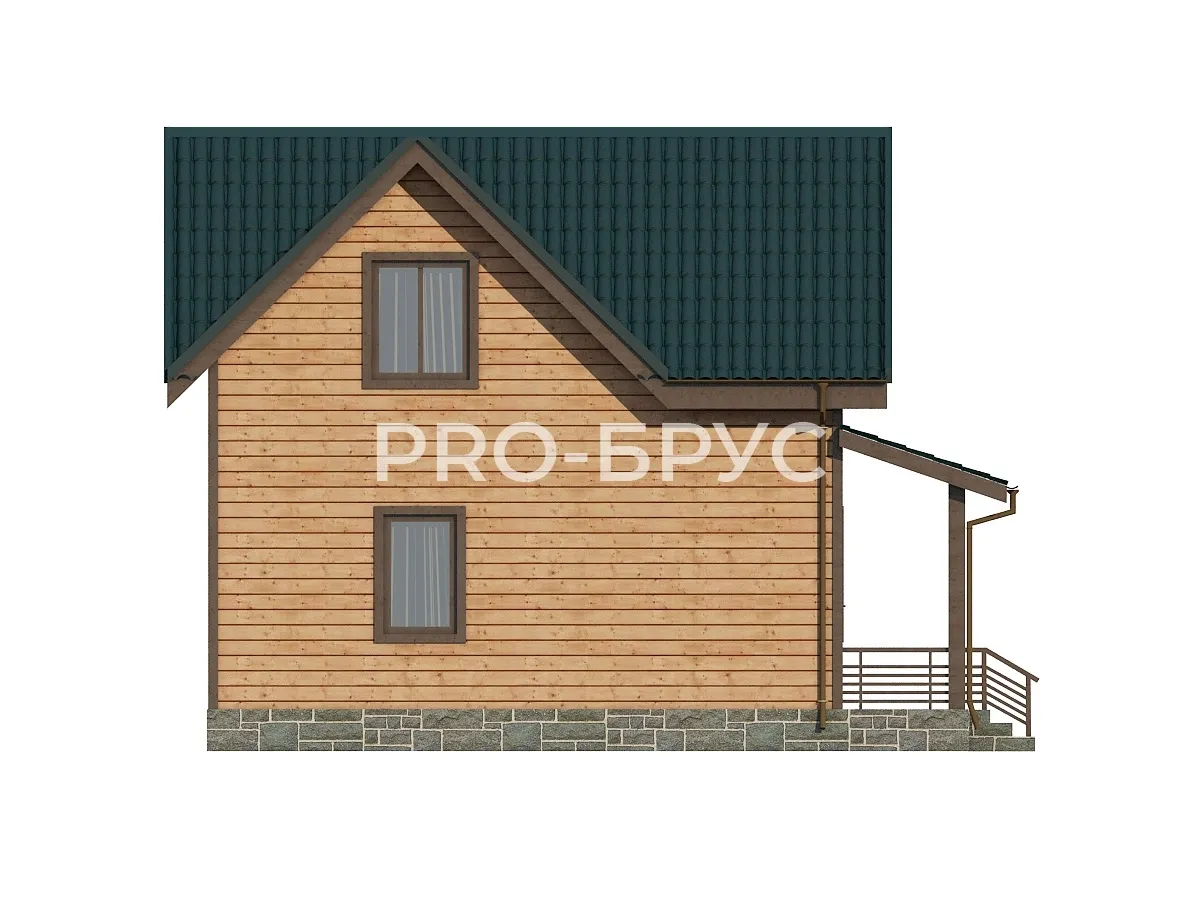 Проект дома из бруса - 6х8 - «Куровское» - 80 м² - вид слева