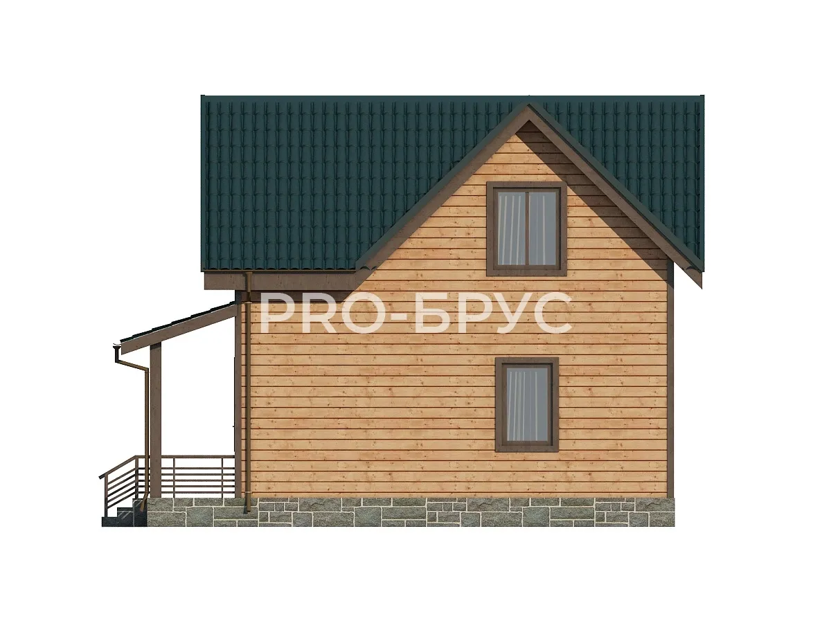 Проект дома из бруса - 6х8 - «Солоница» - 80 м² - вид справа