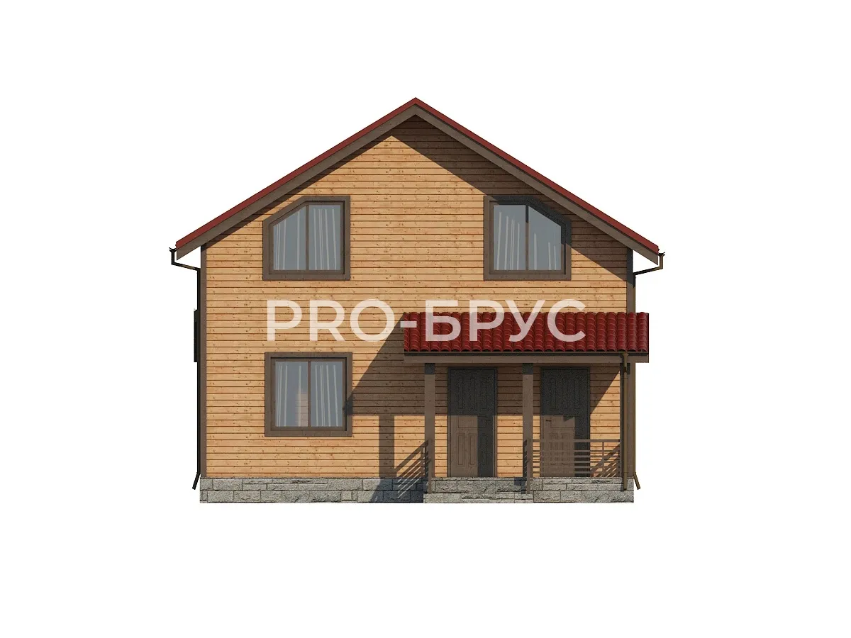 Проект дома из бруса - 8х13 - «Голицыно» - 136 м² - вид спереди