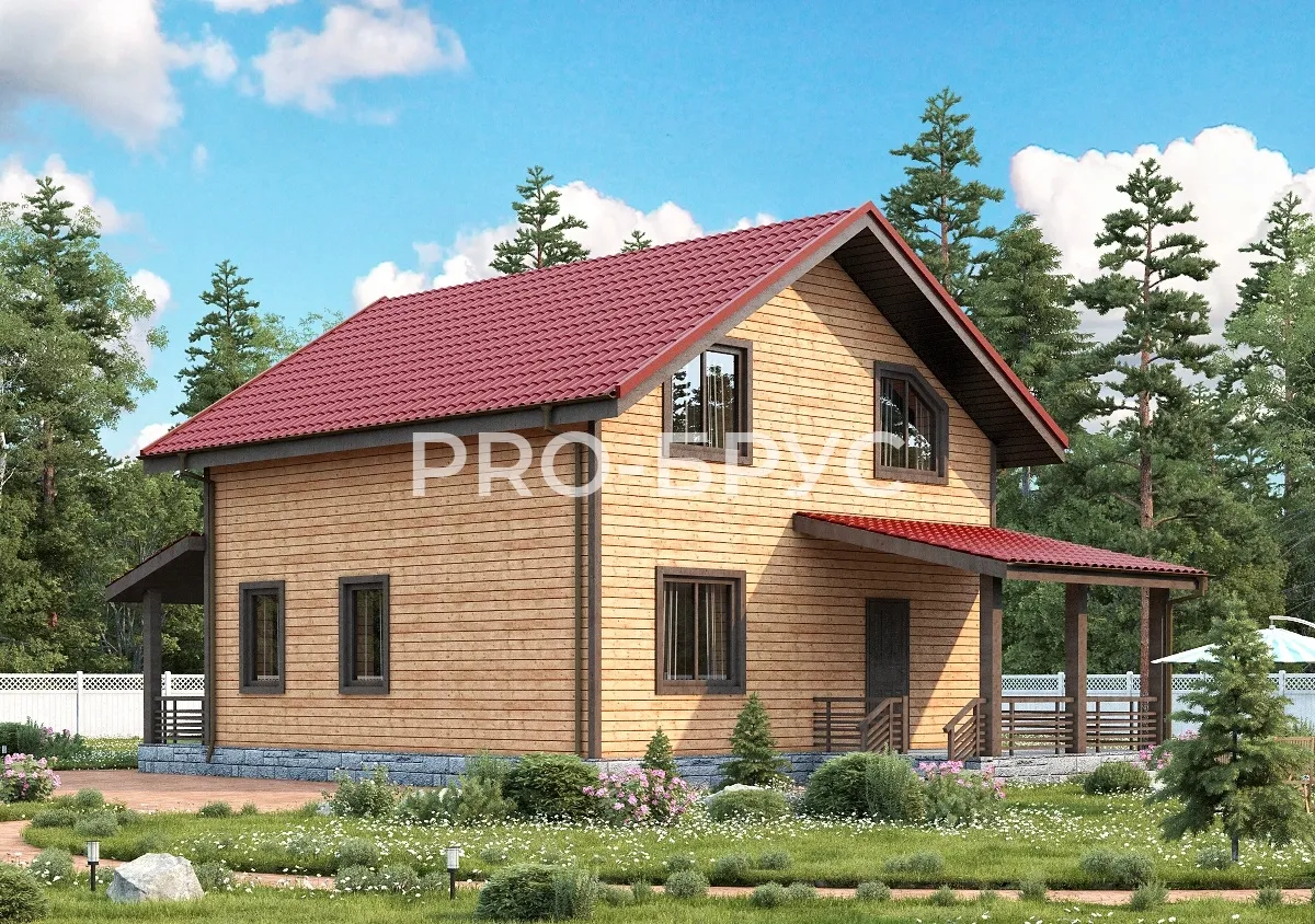 Проект дома из бруса - 8х13 - «Борок» - 136 м² - главный вид