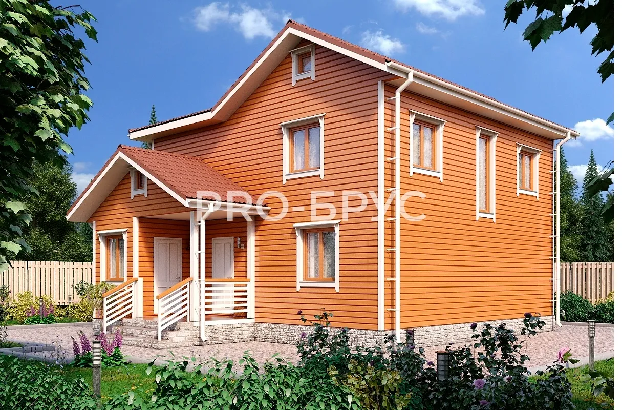 Проект дома из бруса - 10х11 - «Костенево» - 164 м² - главный вид
