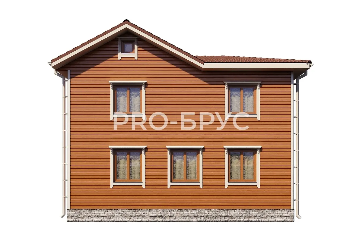 Проект дома из бруса - 10х11 - «Костенево» - 164 м² - вид сзади