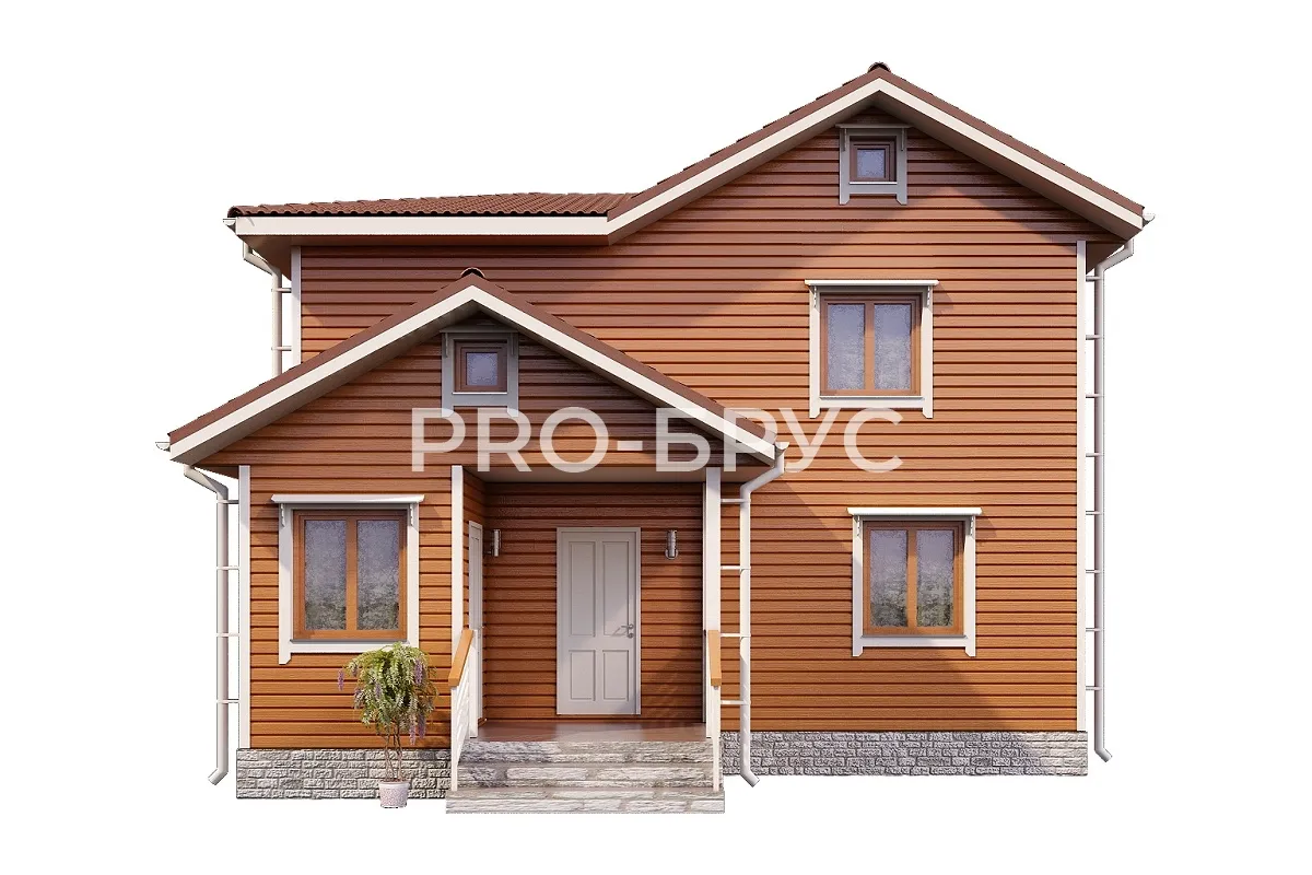 Проект дома из бруса - 10х11 - «Кубинка» - 164 м² - вид спереди