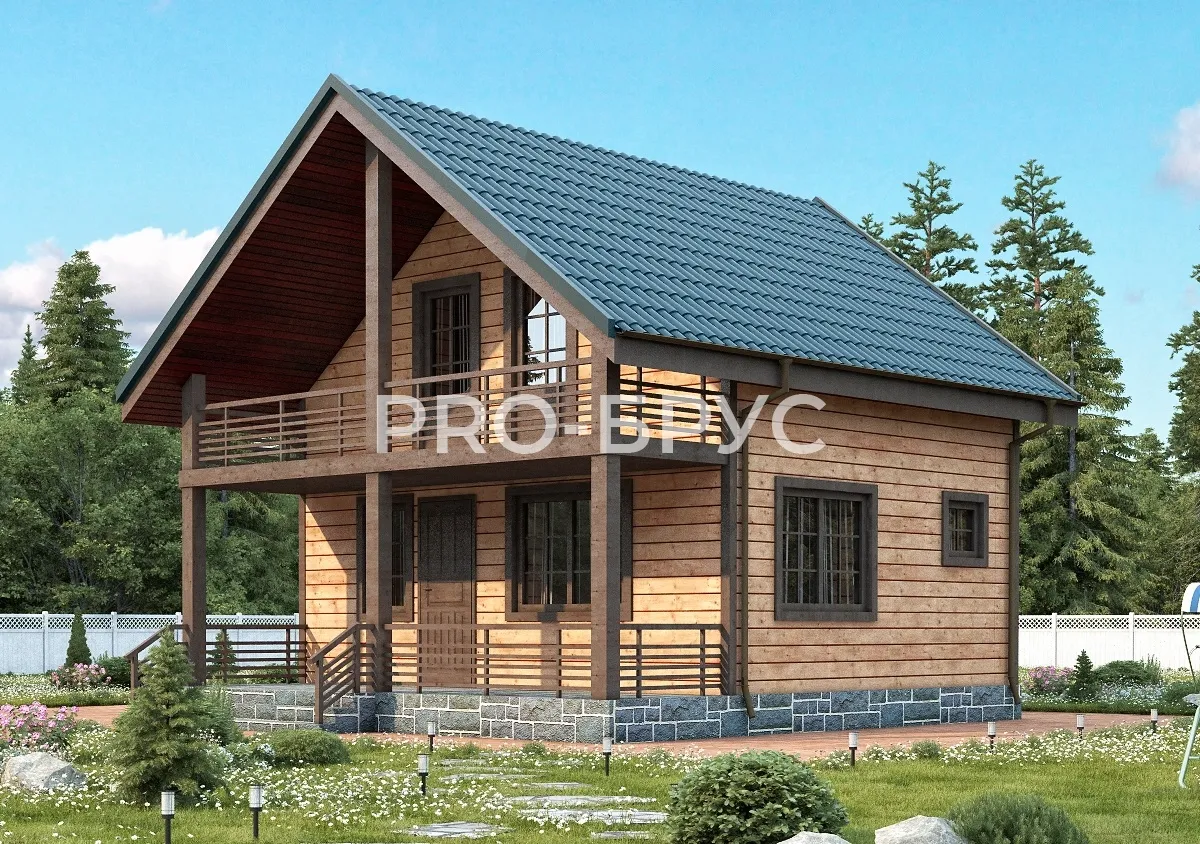 Проект дома из бруса - 7х8 - «Воскресенье» - 104 м² - главный вид