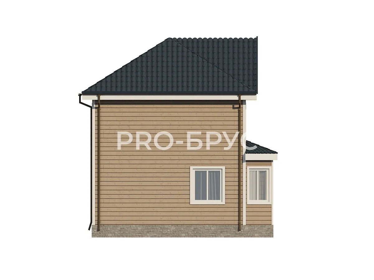 Проект дома из бруса - 7х9 - «Чехов» - 100 м² - вид справа