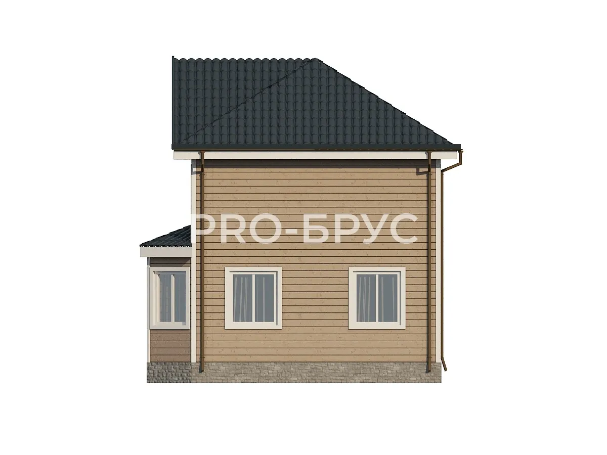 Проект дома из бруса - 7х9 - «Бурдуково» - 100 м² - вид слева