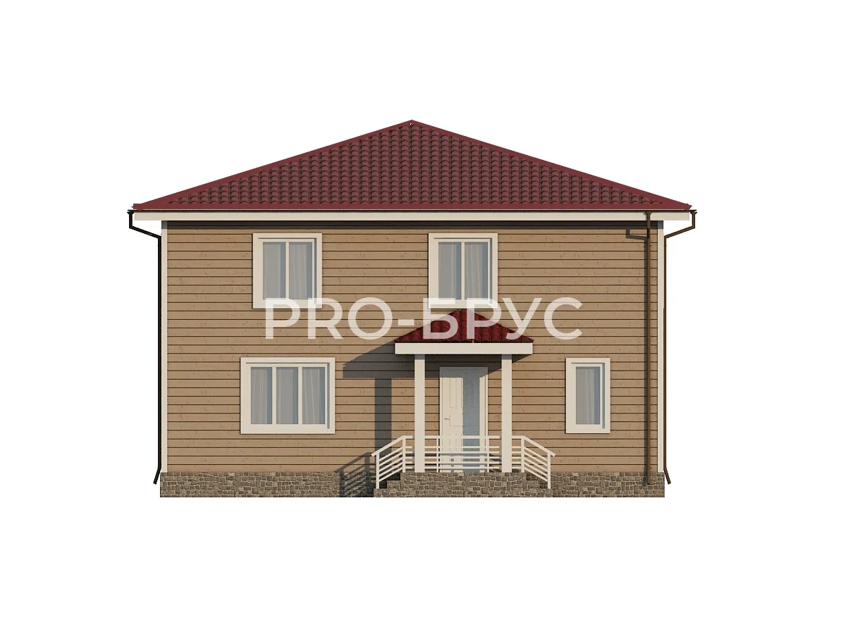 Проект дома из бруса - 10х10 - «Боровиково» - 173 м² - вид спереди