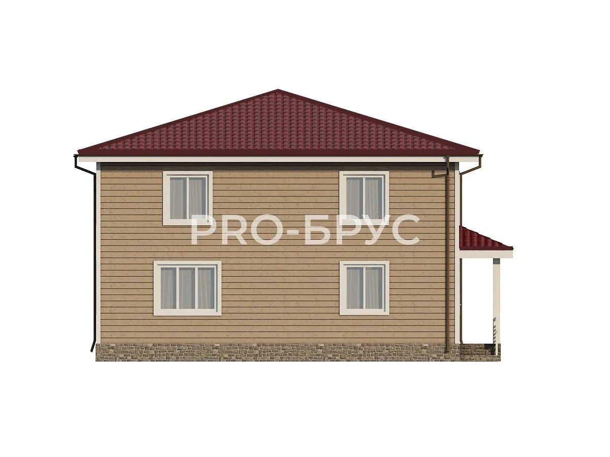Проект дома из бруса - 10х10 - «Озёры» - 173 м² - вид слева