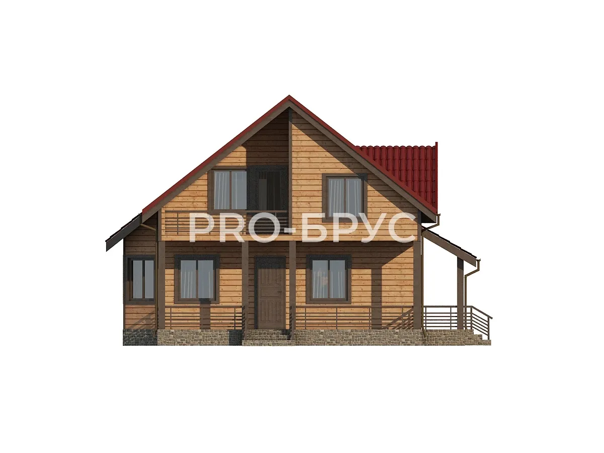 Проект дома из бруса - 8х10 - «Талдом» - 146 м² - вид спереди