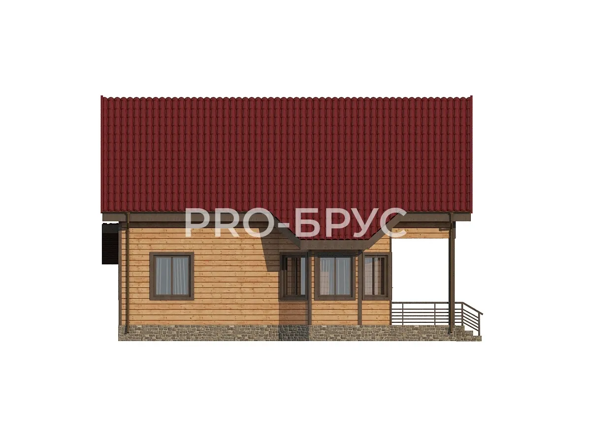 Проект дома из бруса - 8х10 - «Талдом» - 146 м² - вид справа