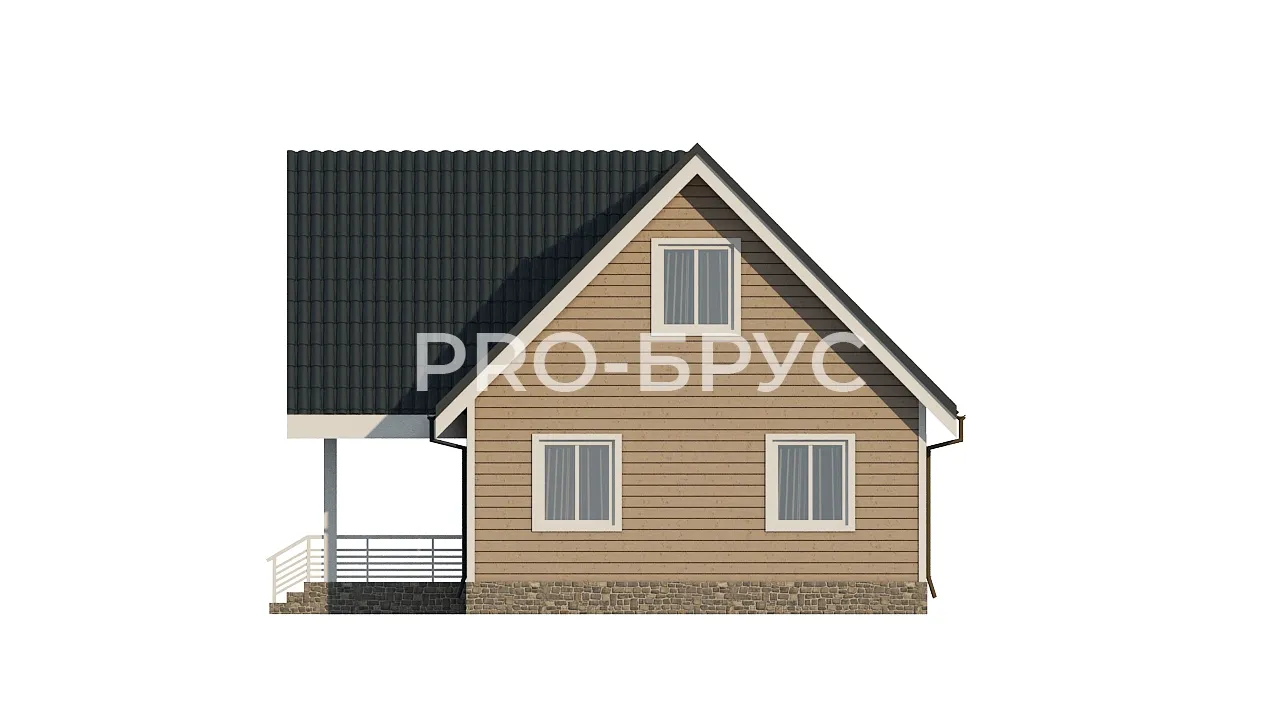 Проект дома из бруса - 8х9 - «Лосино-Петровский» - 103 м² - вид слева
