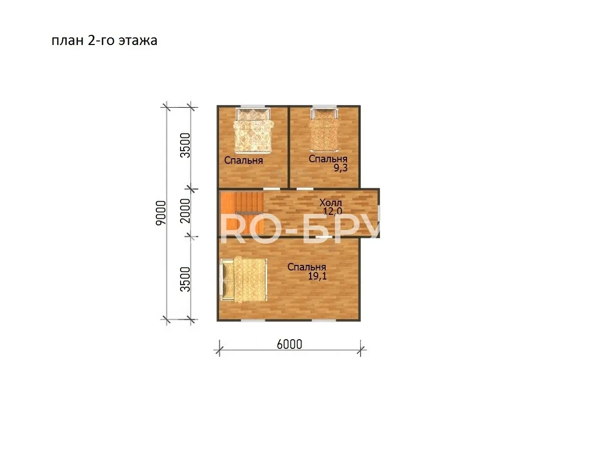 Проект дома из бруса - 8х9 - «Иконниково» - 116 м² - планировка второго этажа