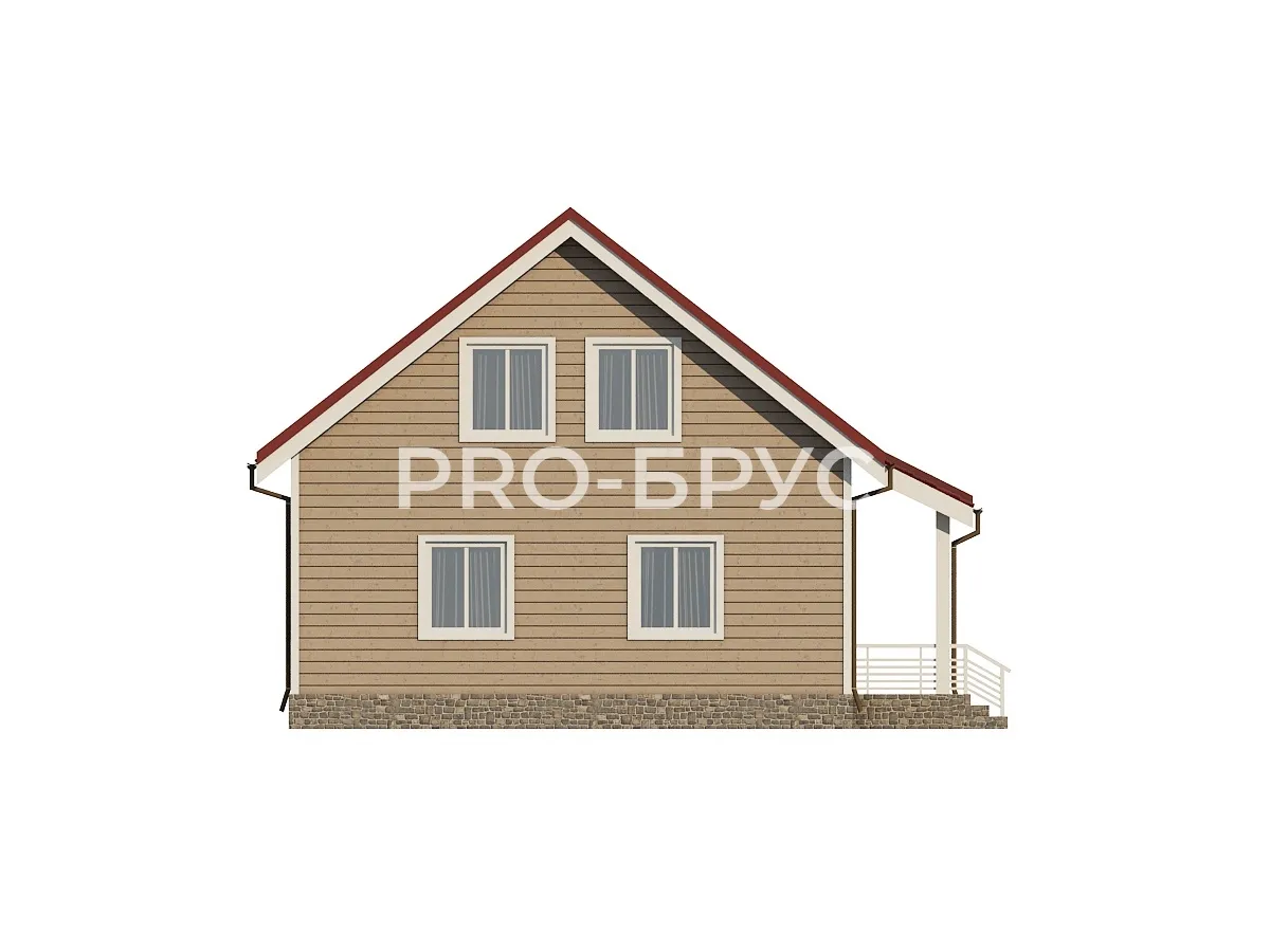 Проект дома из бруса - 8х9 - «Ликурга» - 120 м² - вид спереди