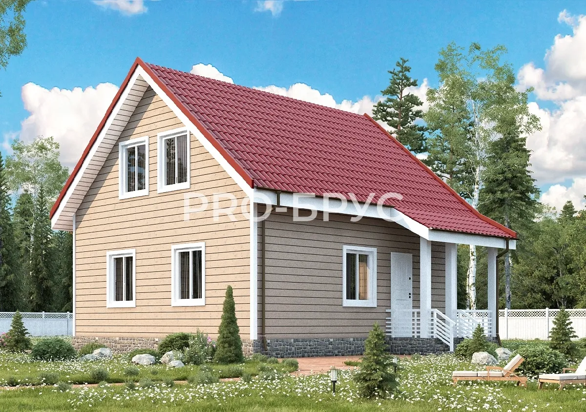 Проект дома из бруса - 8х9 - «Ликурга» - 120 м² - главный вид