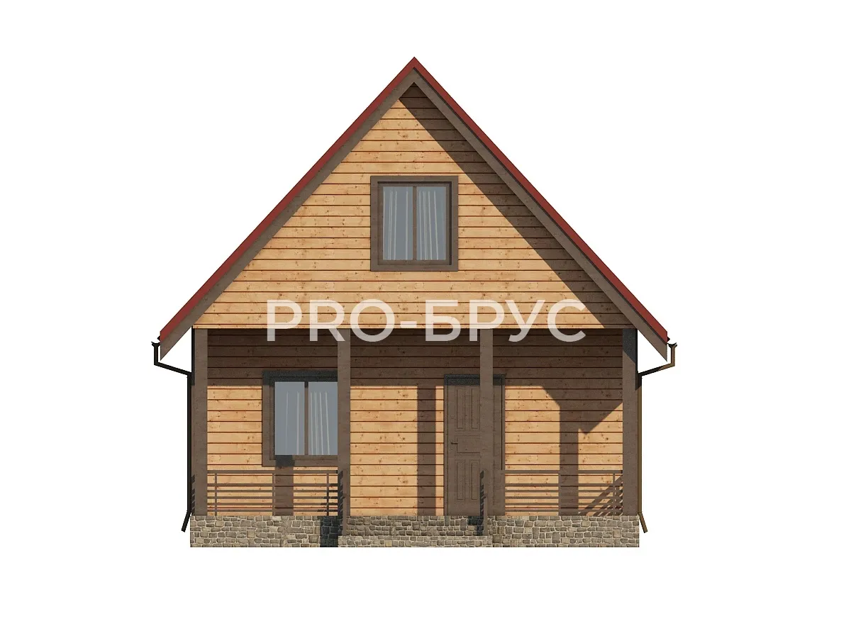 Проект дома из бруса - 7х9 - «Кренево» - 100 м² - вид спереди