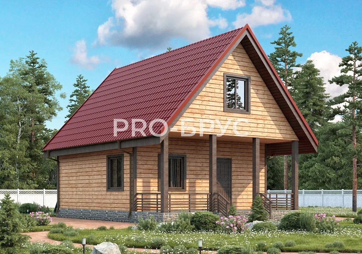 Проект дома из бруса - 7х9 - «Белоозёрский» - 100 м² - главный вид
