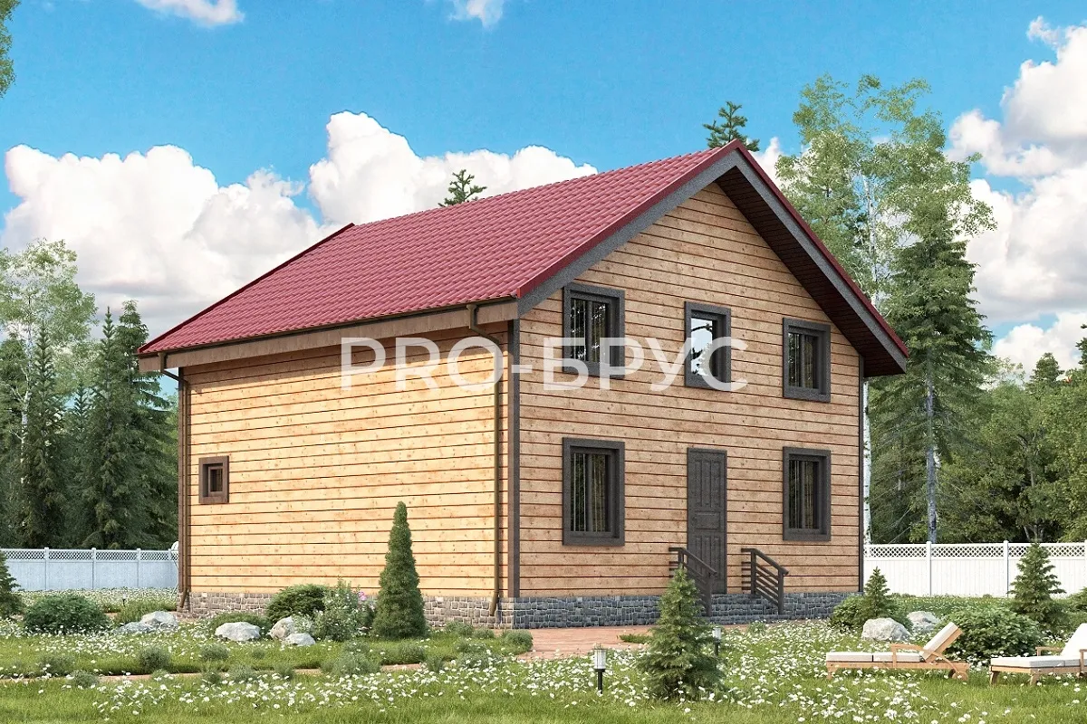 Проект дома из бруса - 8х8 - «Богородское» - 116 м² - главный вид