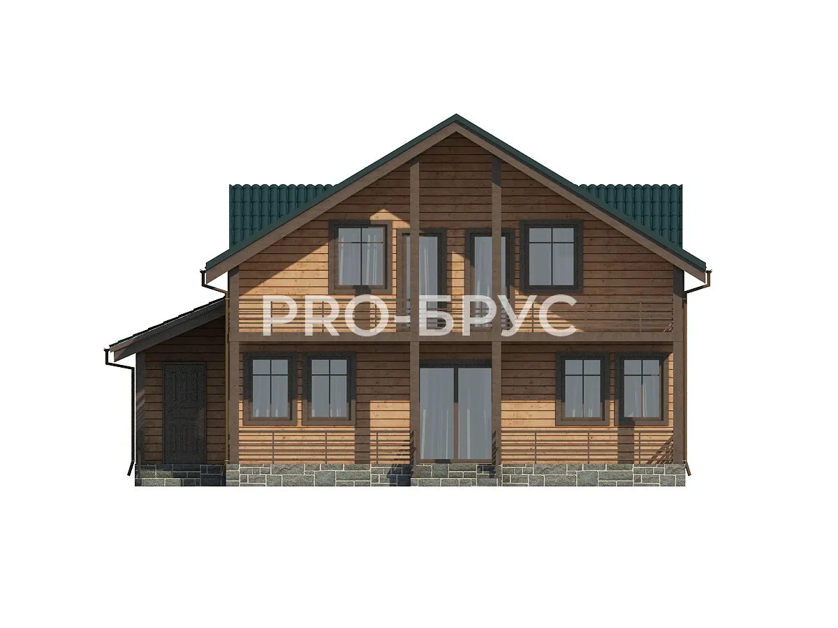 Проект дома из бруса - 12х12 - «Паточного» - 250 м² - вид спереди