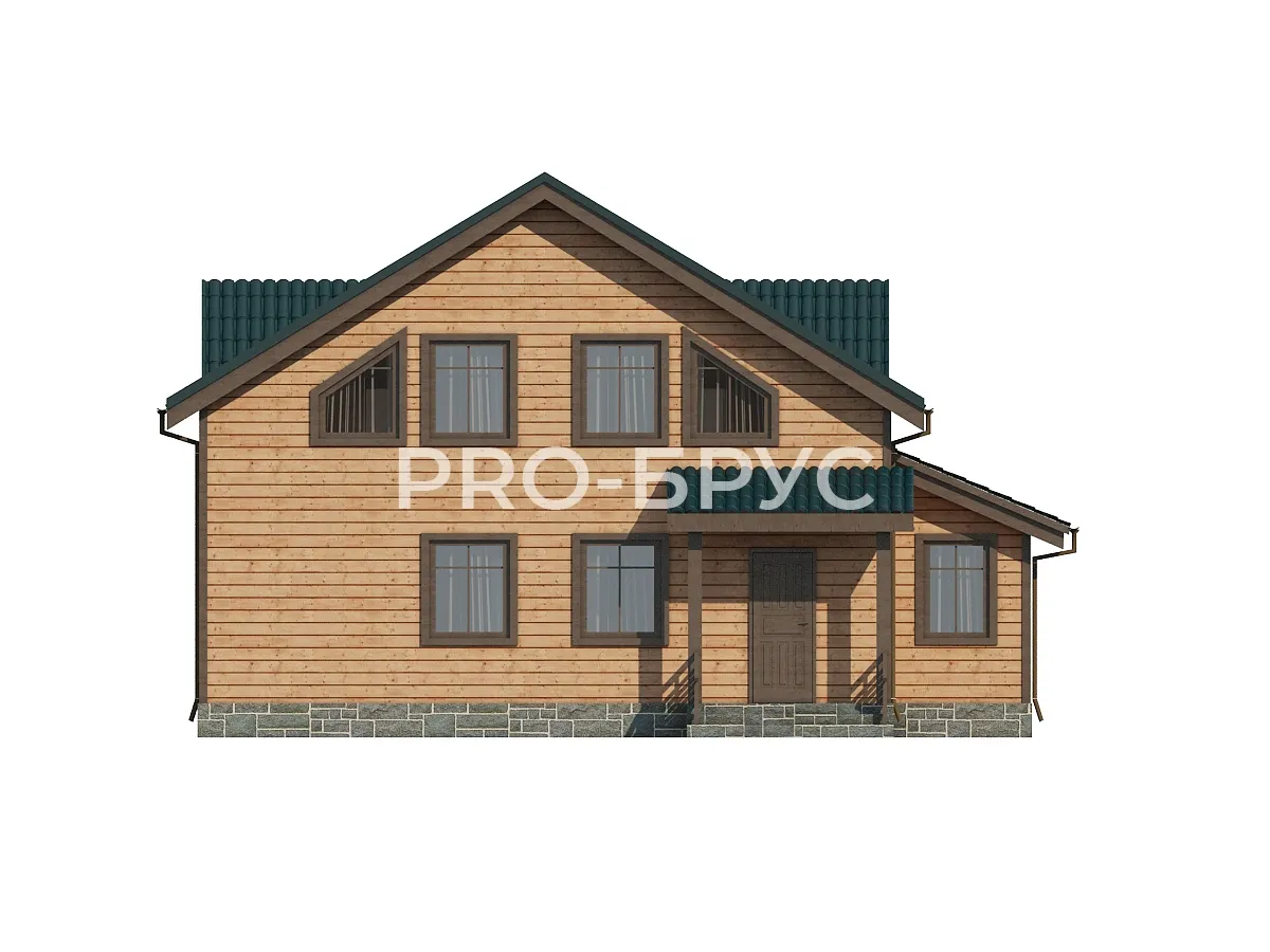 Проект дома из бруса - 12х12 - «Большие Вязёмы» - 250 м² - вид сзади