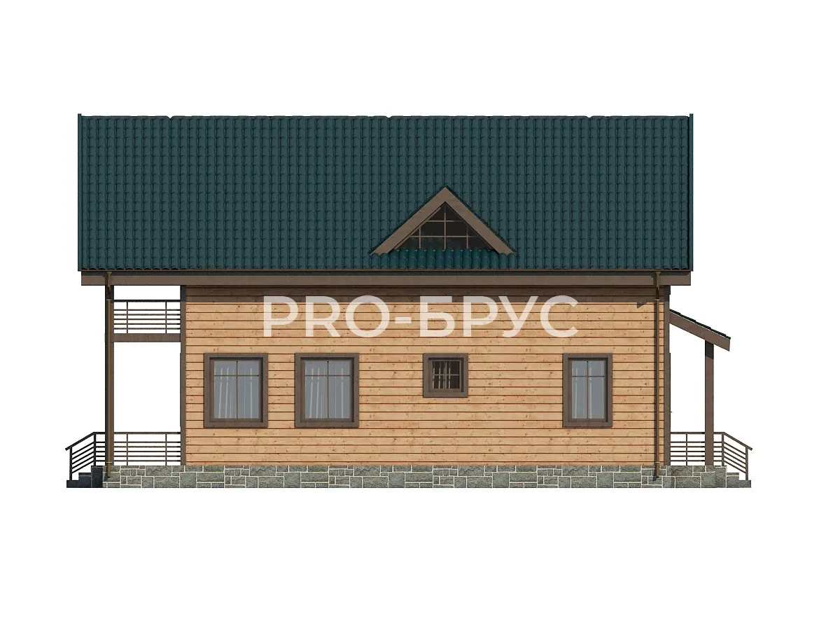 Проект дома из бруса - 12х12 - «Паточного» - 250 м² - вид справа