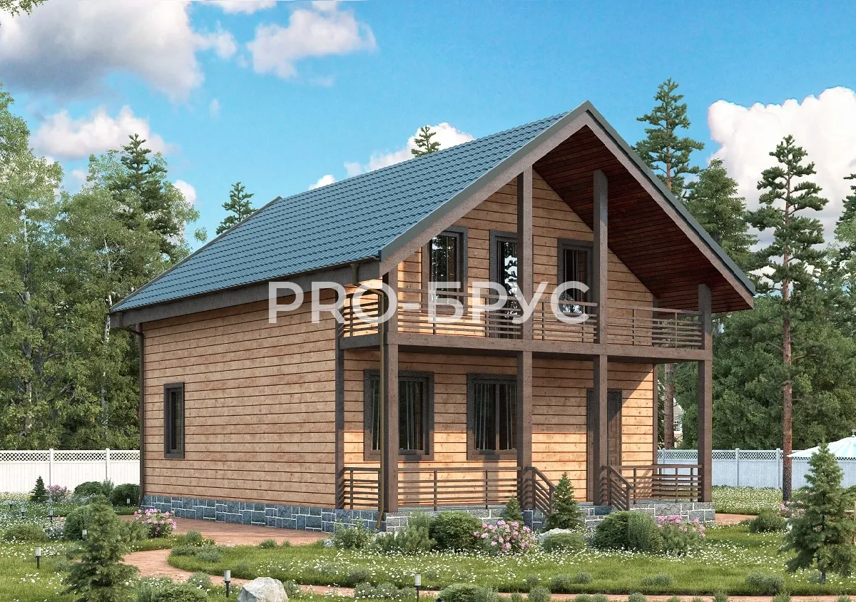 Проект дома из бруса - 8х11 - «Елнать» - 153 м² - главный вид