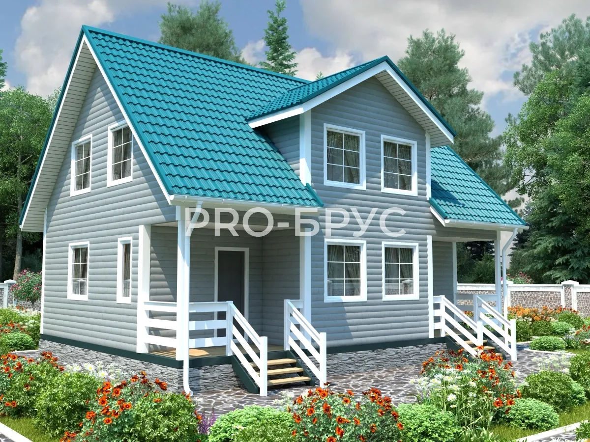 Проект дома из бруса - 7х10 - «Зарубино» - 138 м² - вид спереди