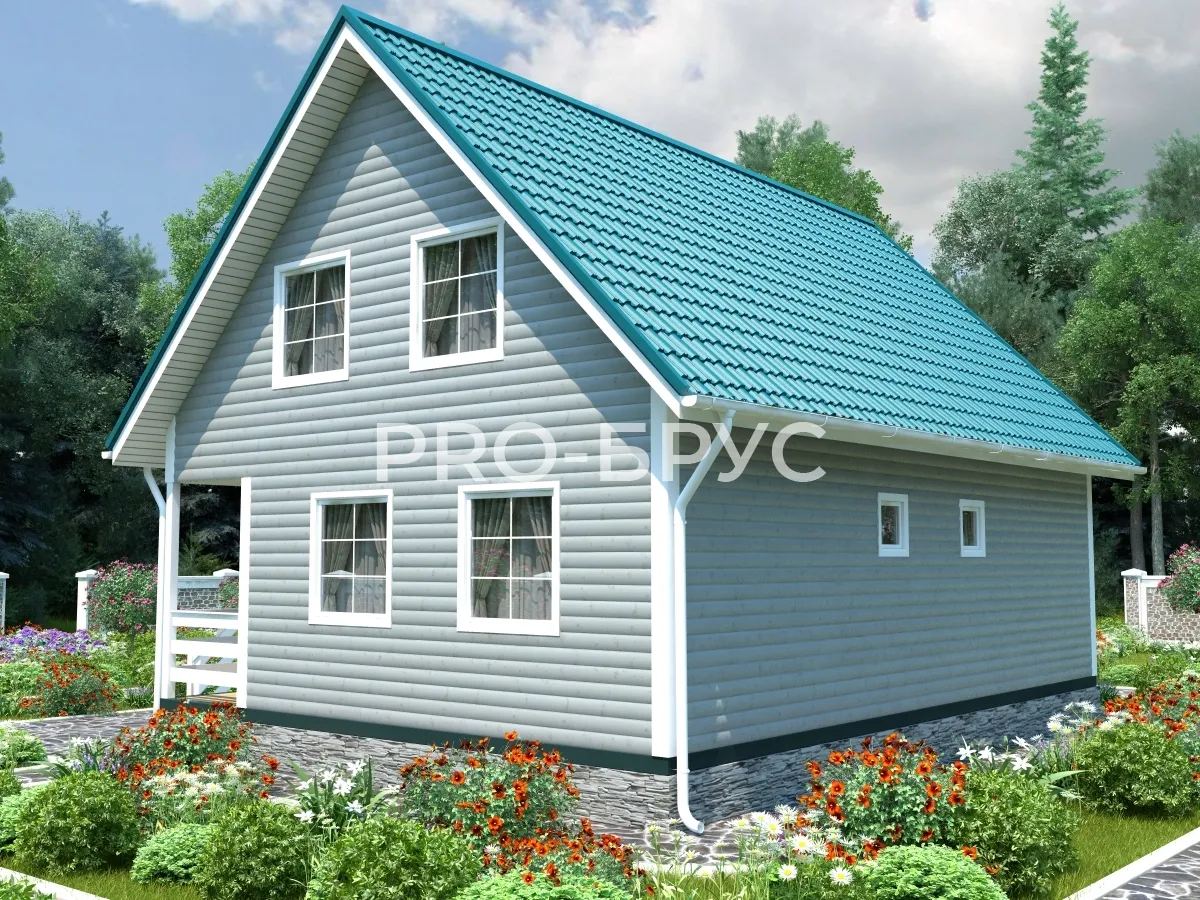 Проект дома из бруса - 7х10 - «Зарубино» - 138 м² - вид сзади