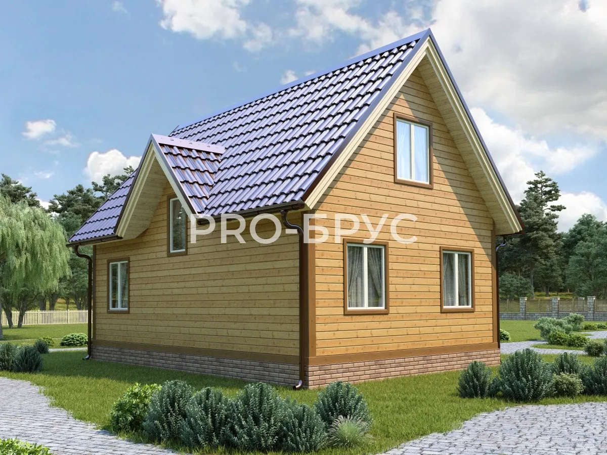 Проект дома из бруса - 6х9 - «Степаново» - 90 м² - вид слева