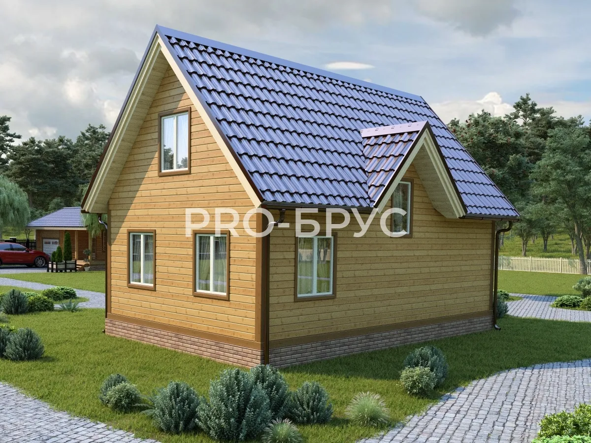 Проект дома из бруса - 6х9 - «Власиха» - 90 м² - вид сзади