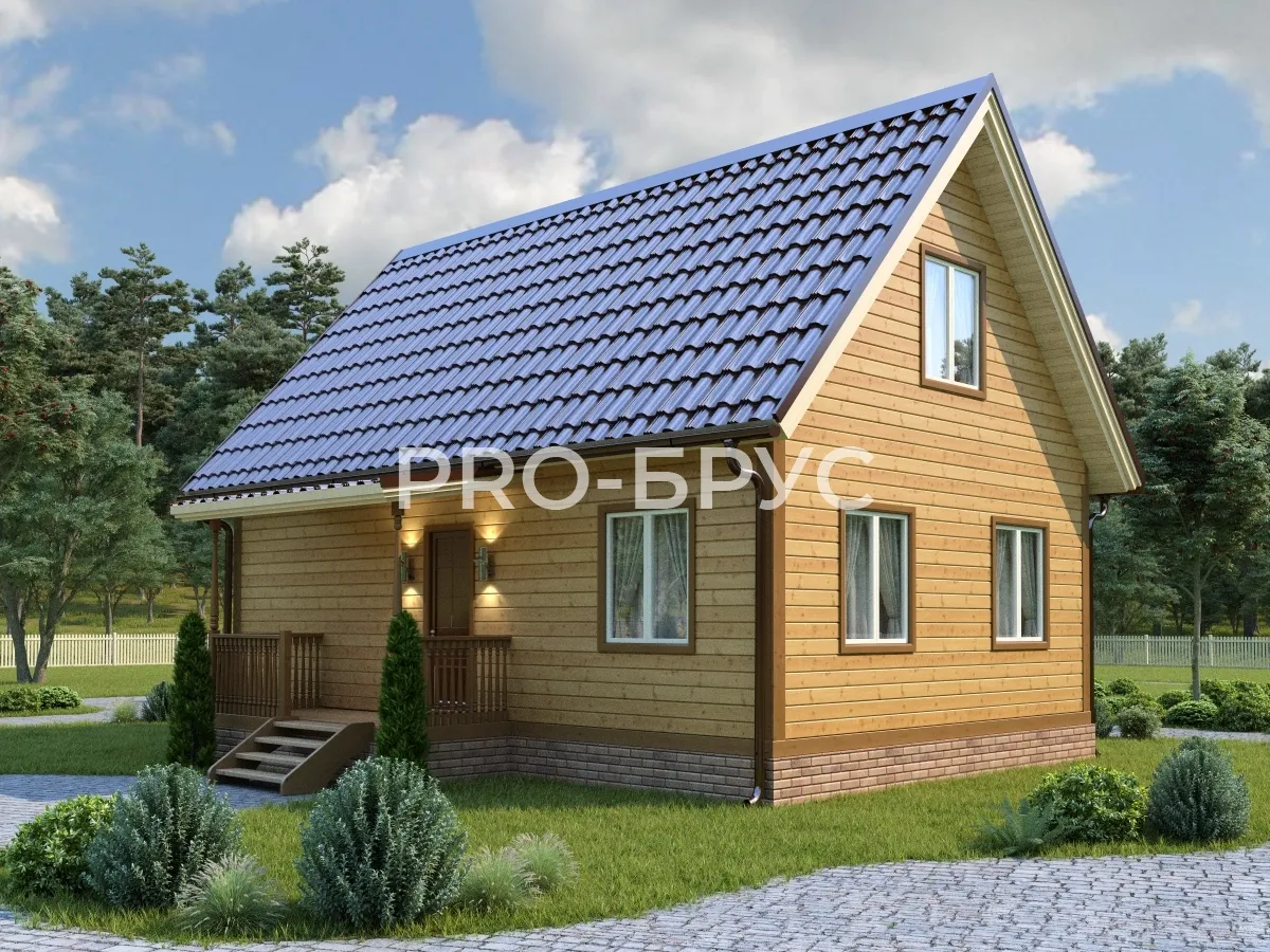 Проект дома из бруса - 6х9 - «Степаново» - 90 м² - главный вид
