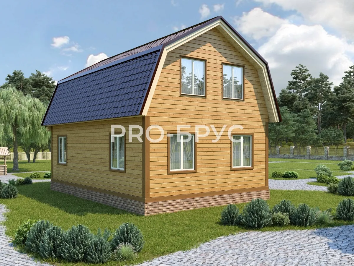 Проект дома из бруса - 7х11 - «Михайловское» - 120 м² - вид слева