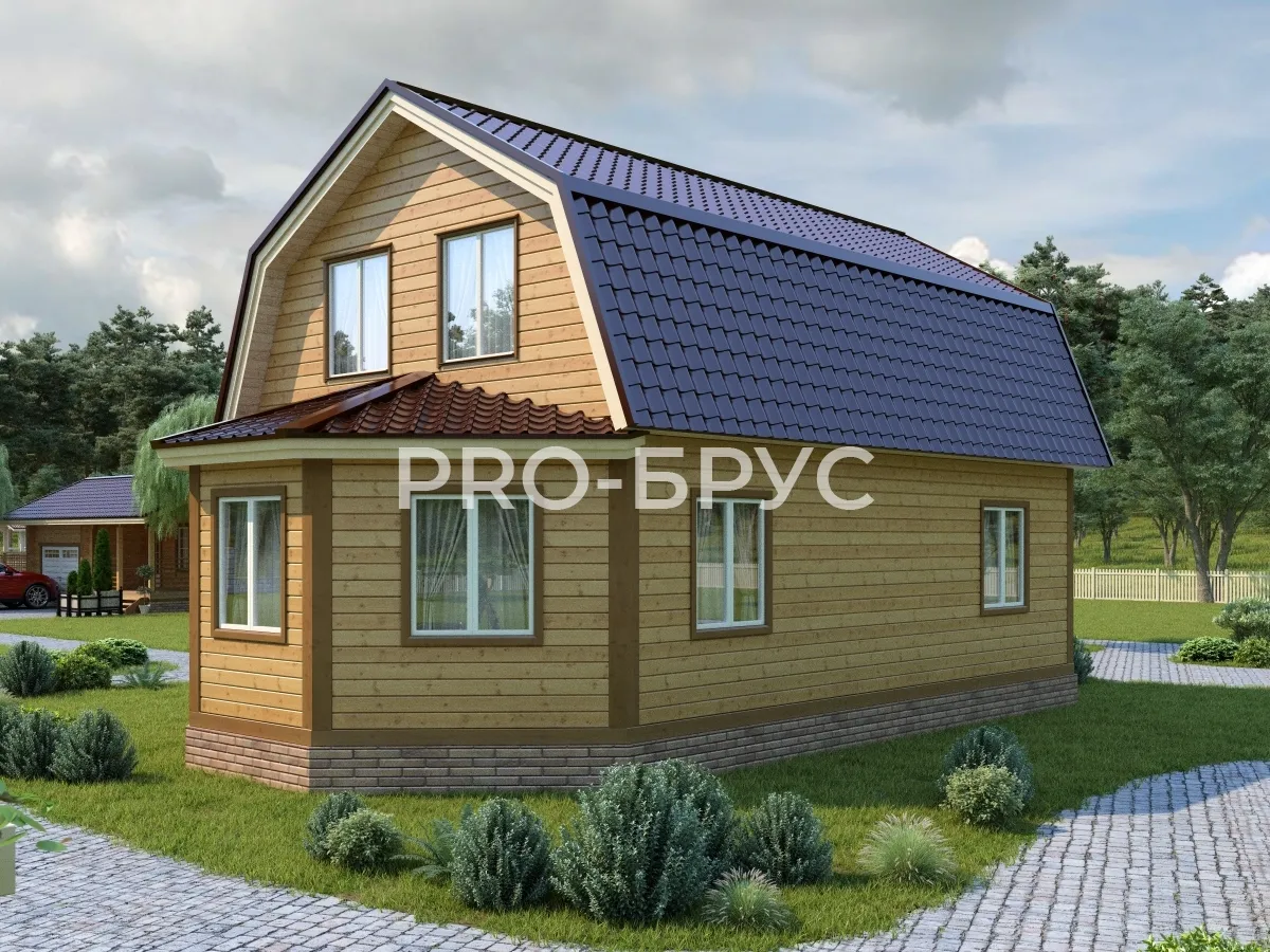 Проект дома из бруса - 7х11 - «Восход» - 120 м² - вид сзади